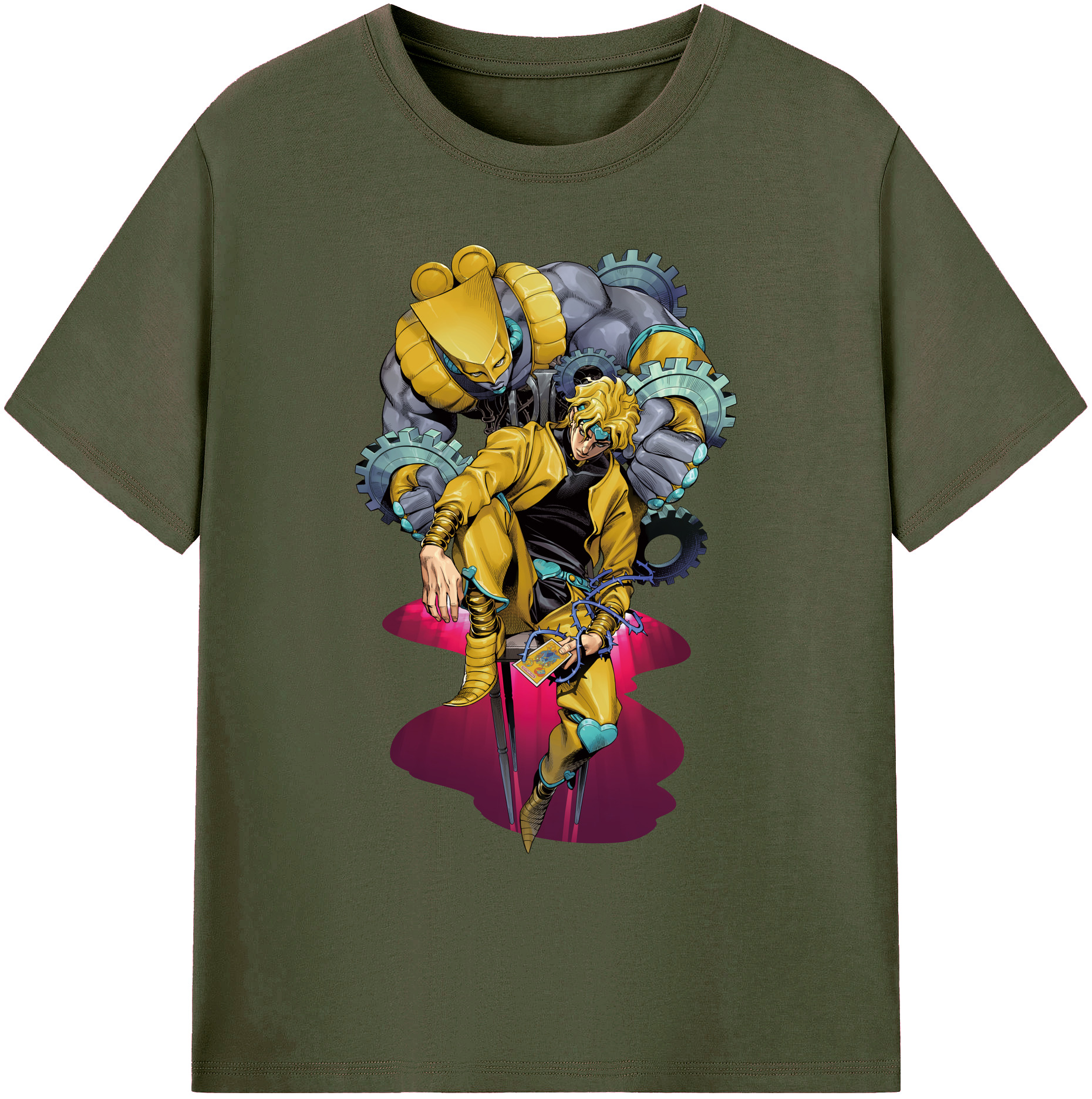 （画像用） ジョジョの奇妙な冒険 ディオ?ブランドー JoJo's Bizarre Adventure Dio Brando 綿100％ メンズ半袖Tシャツ｜肌触りやわらか＆通気性
